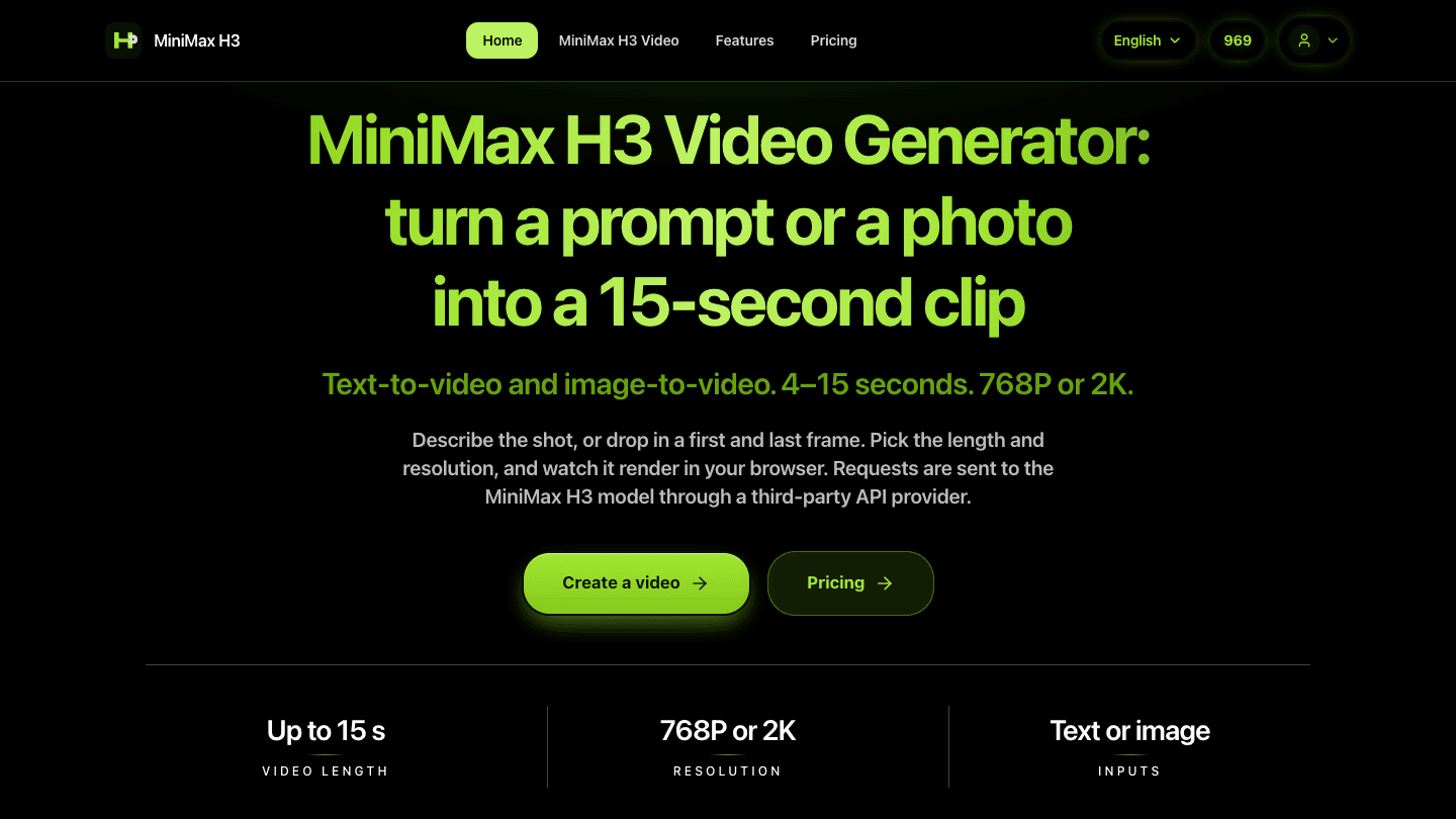 MiniMax H3 Video Generator in use
