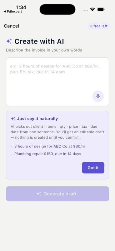 Invoice Maker by Caractiv in use