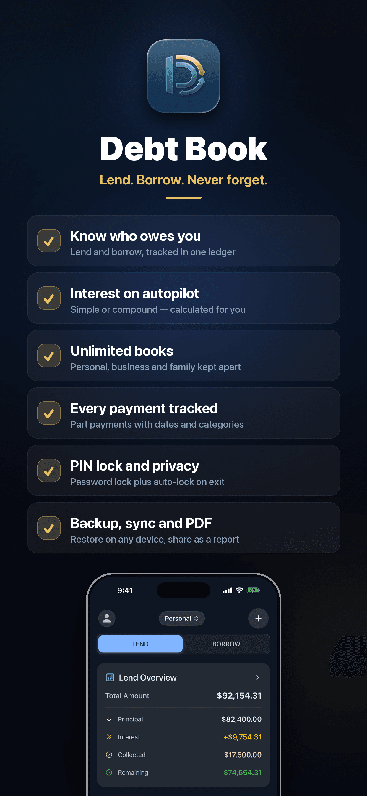 Debt Book screenshot 2