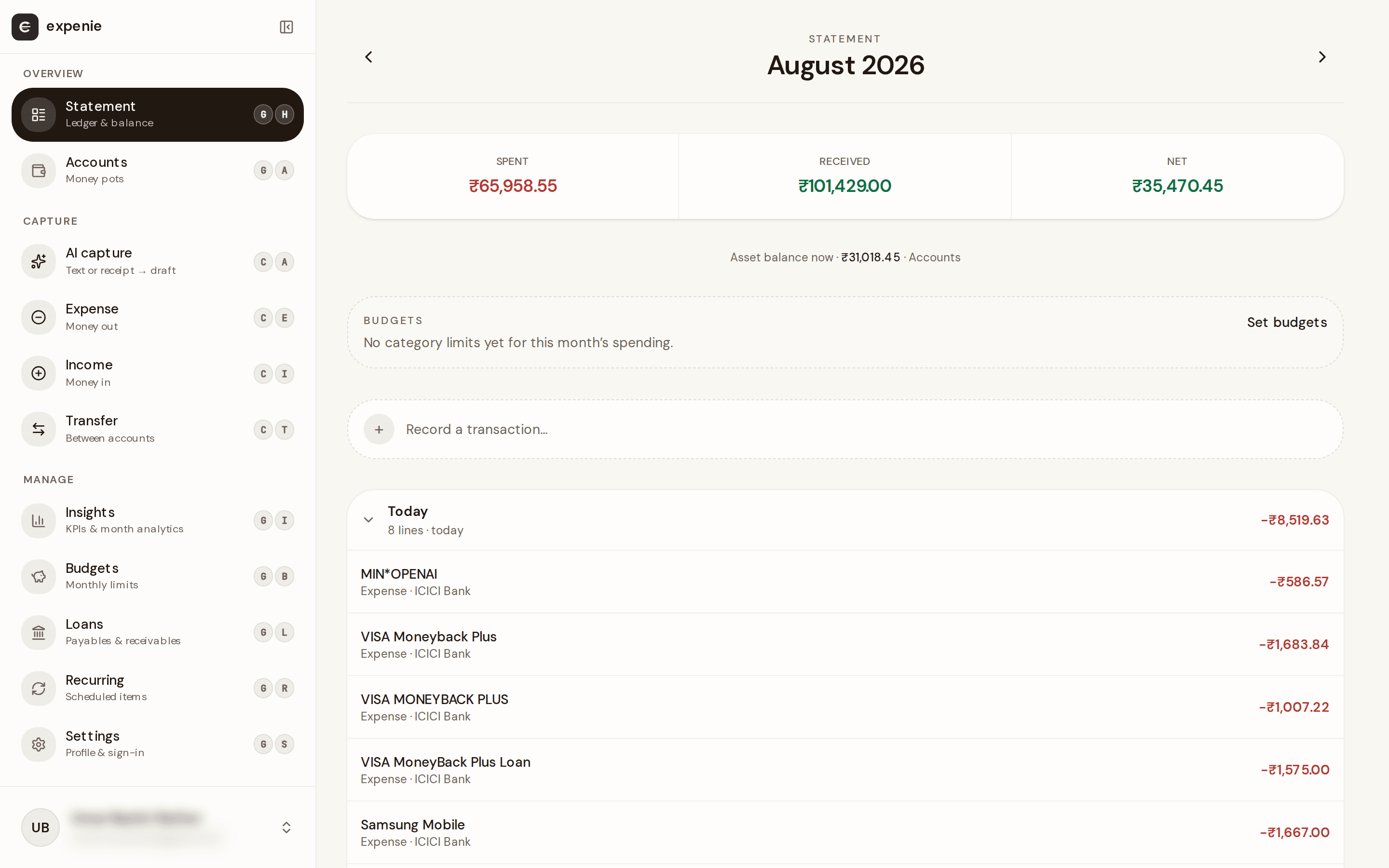 Expenie screenshot 2