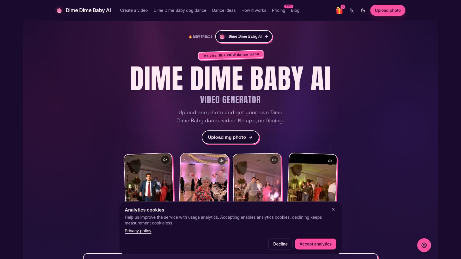 Dime Dime Baby AI in use