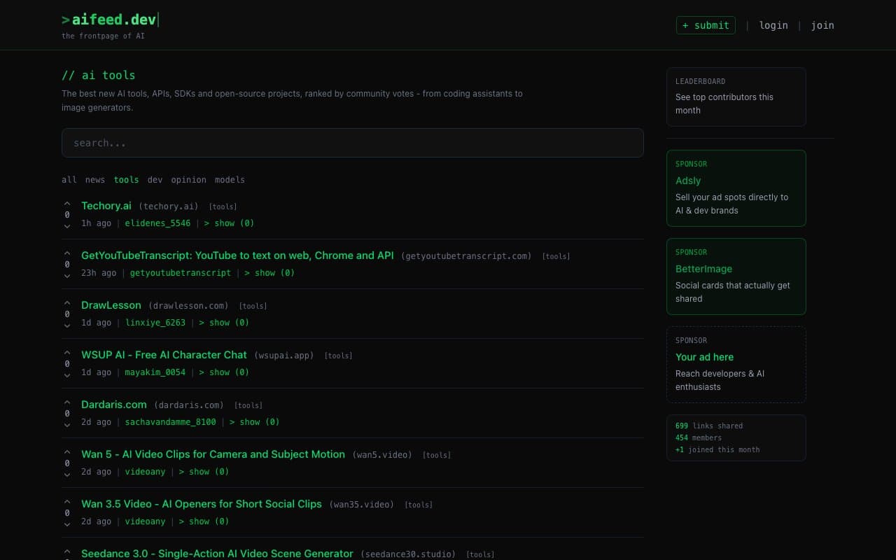 Aifeed.dev screenshot 2