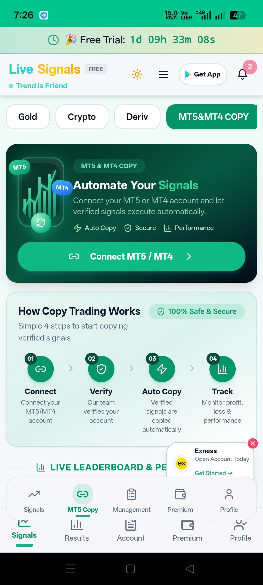Live-signals Buy/Sell in use