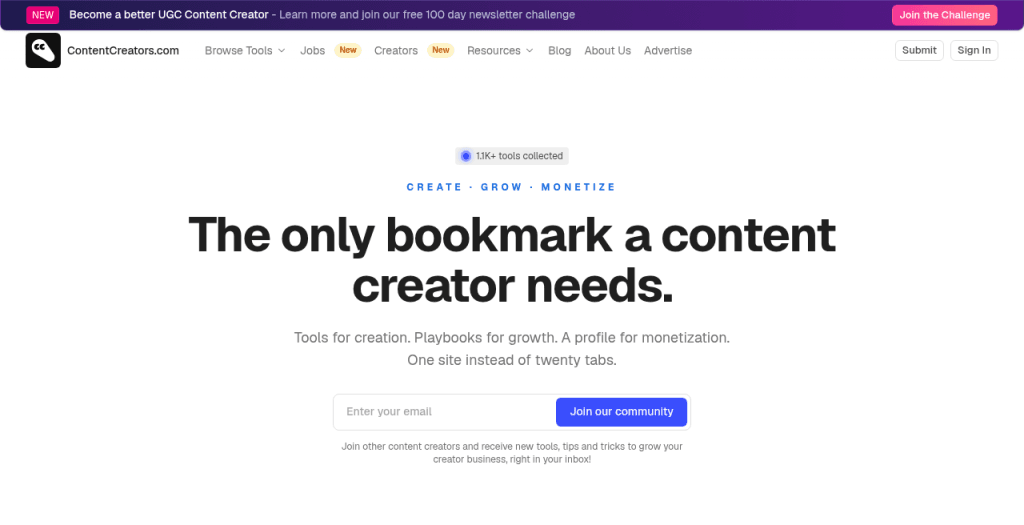 ContentCreators.com in use