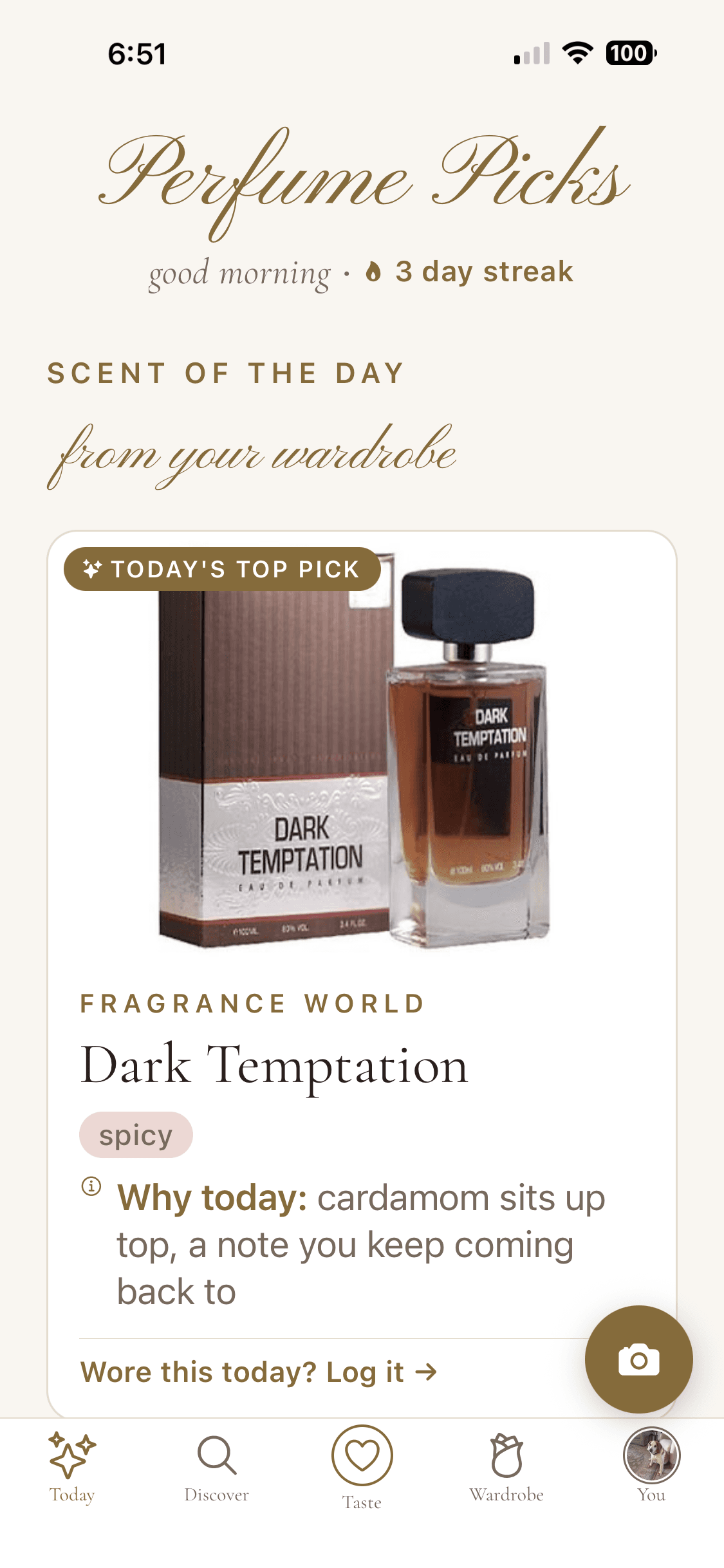 Perfume Picks in use