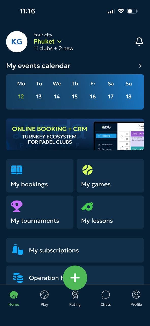 Lunda Padel App in use