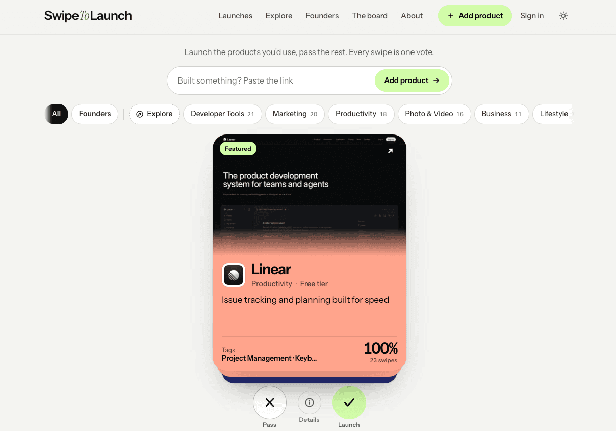 SwipeToLaunch in use