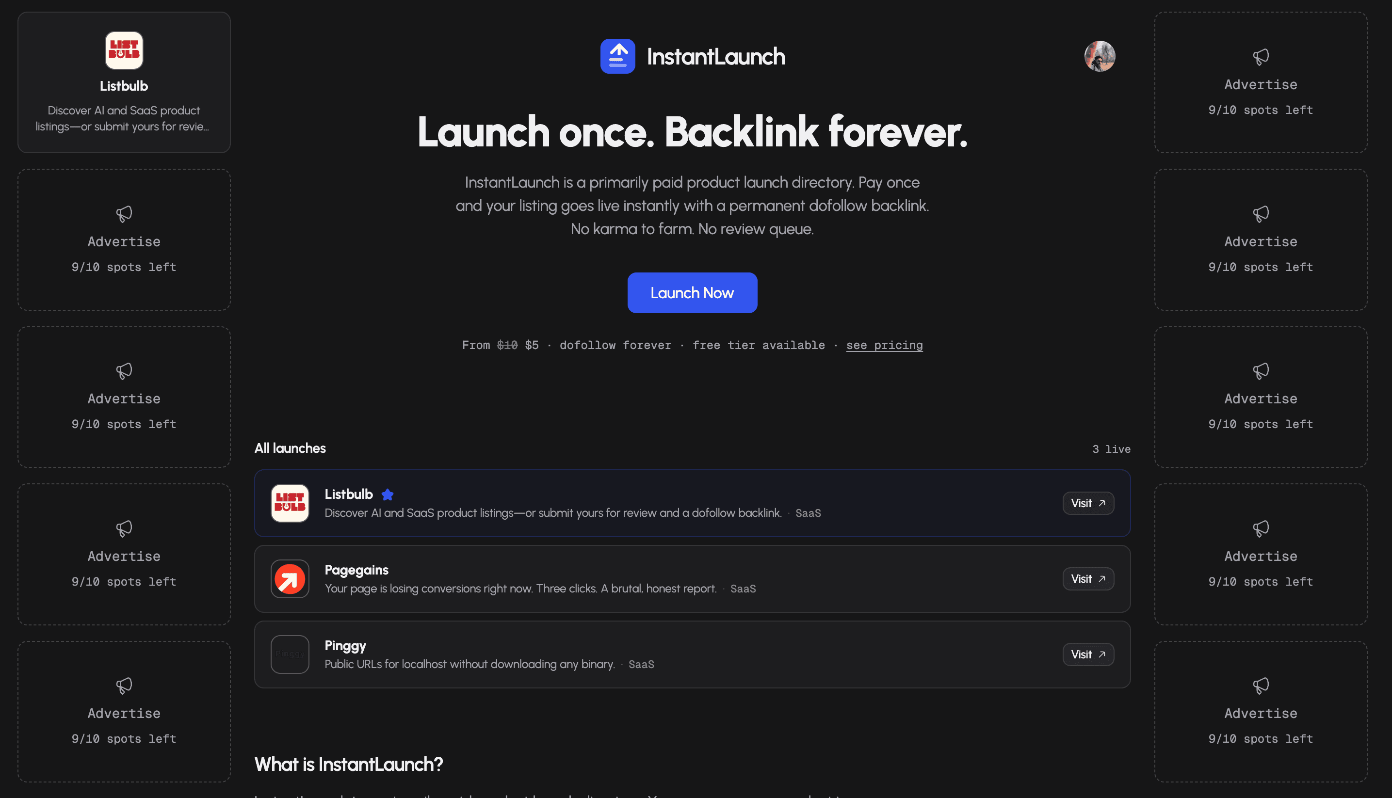 Instant Launch in use