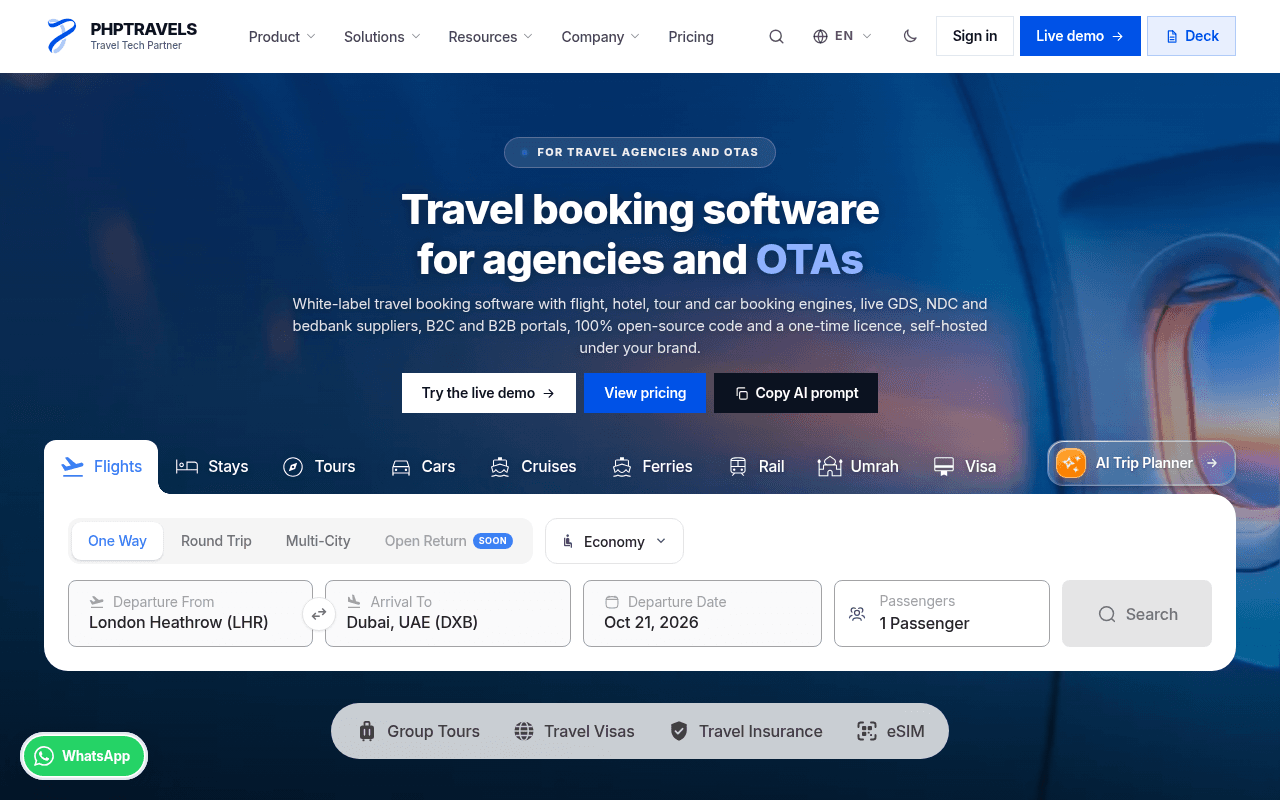 PHPTRAVELS in use