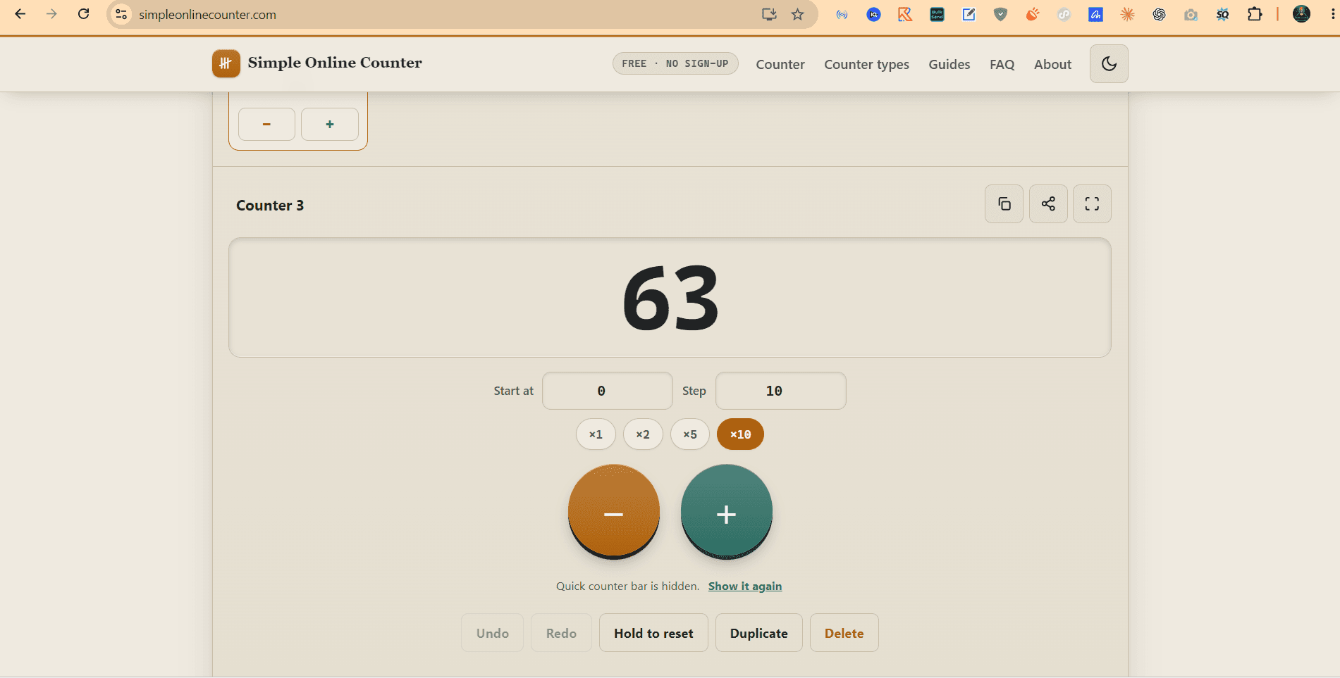 Simple Online Counter in use