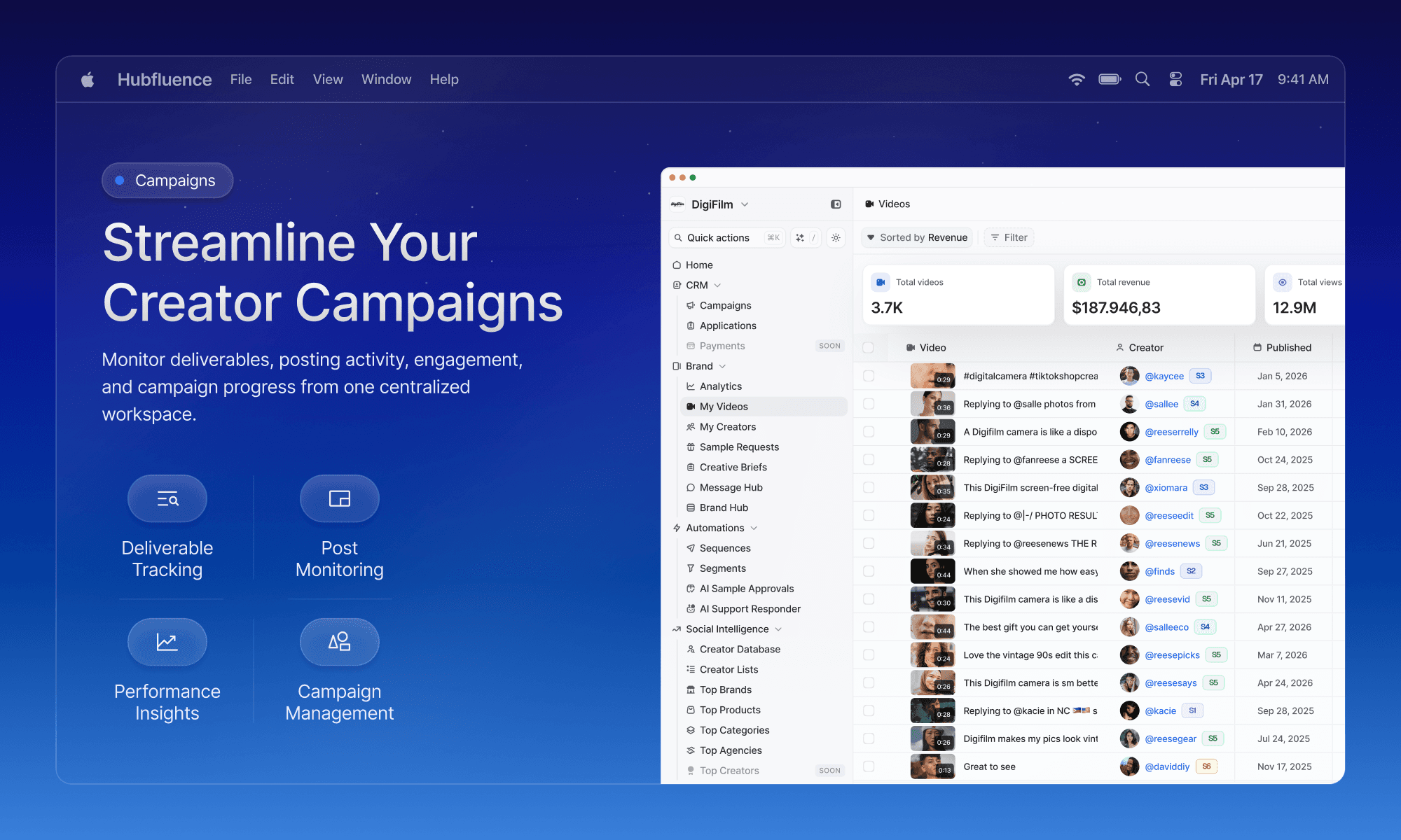 Hubfluence screenshot 3