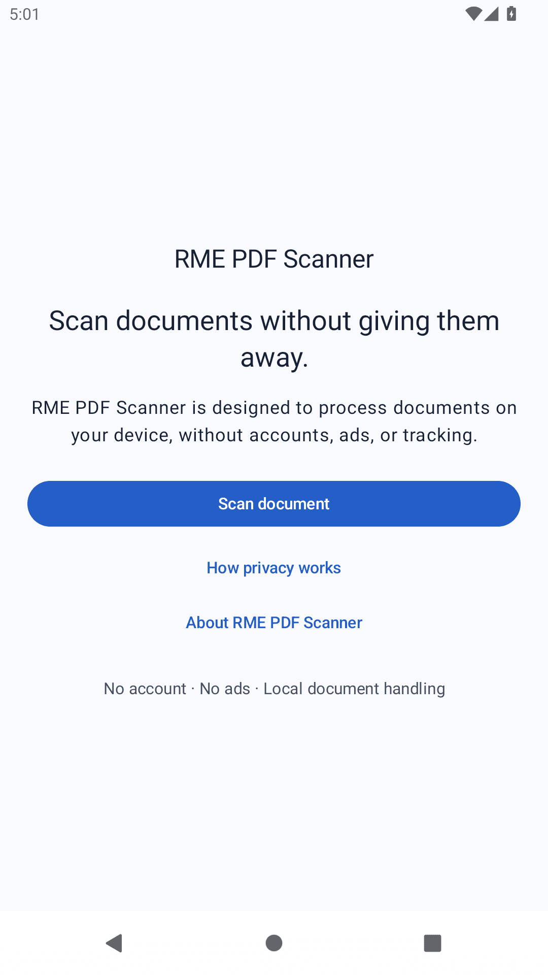 RME: PDF & Document Scanner in use