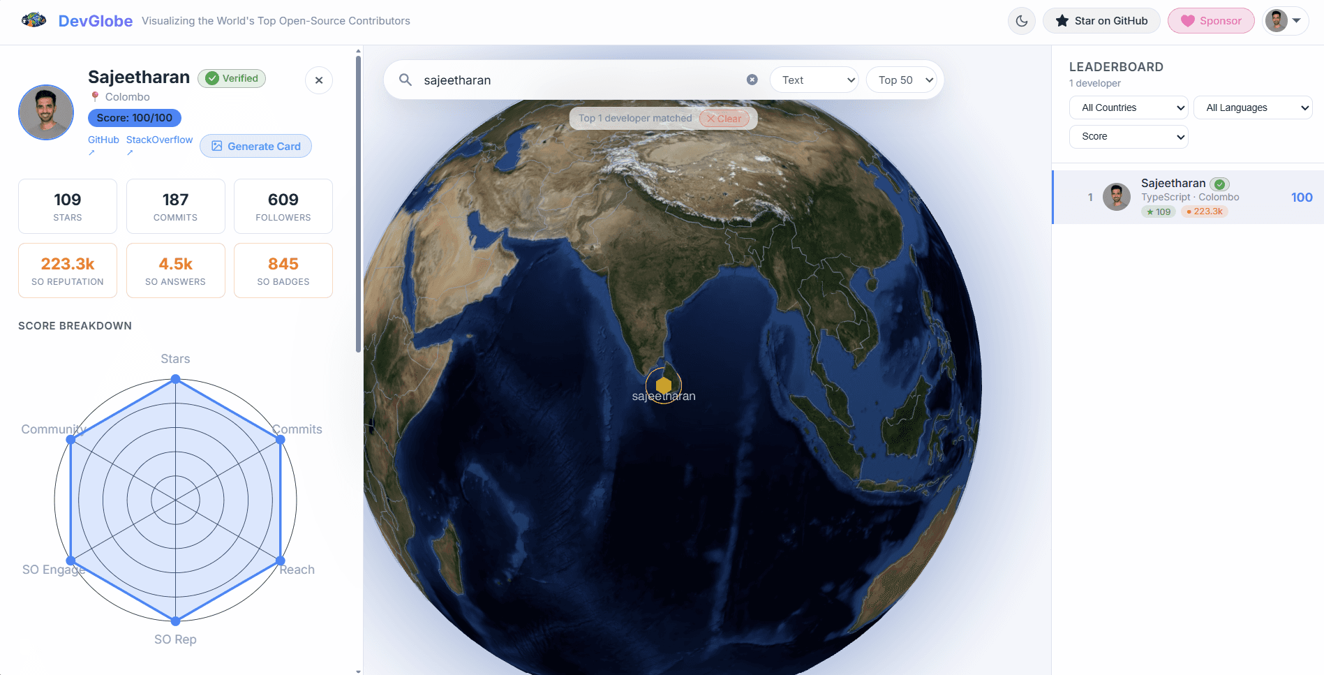 DevGlobe in use