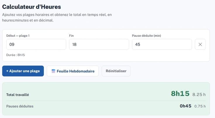 Calcul Heure in use