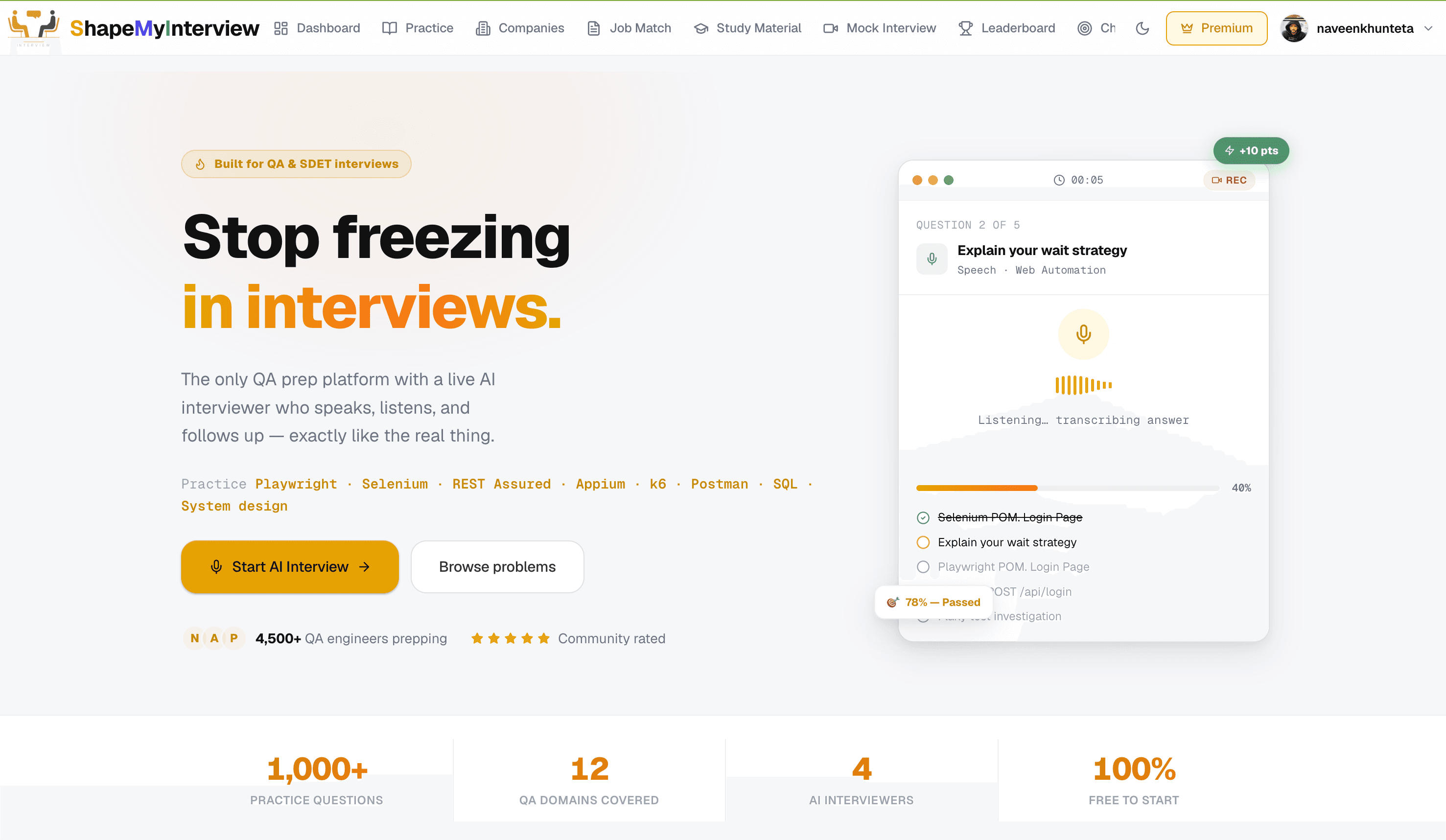 ShapeMyInterview in use