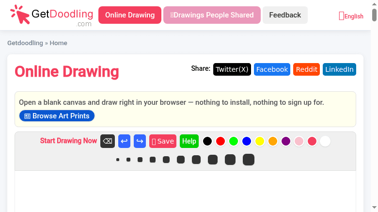 Online drawing, doodle, sketch pad, drawing board in use