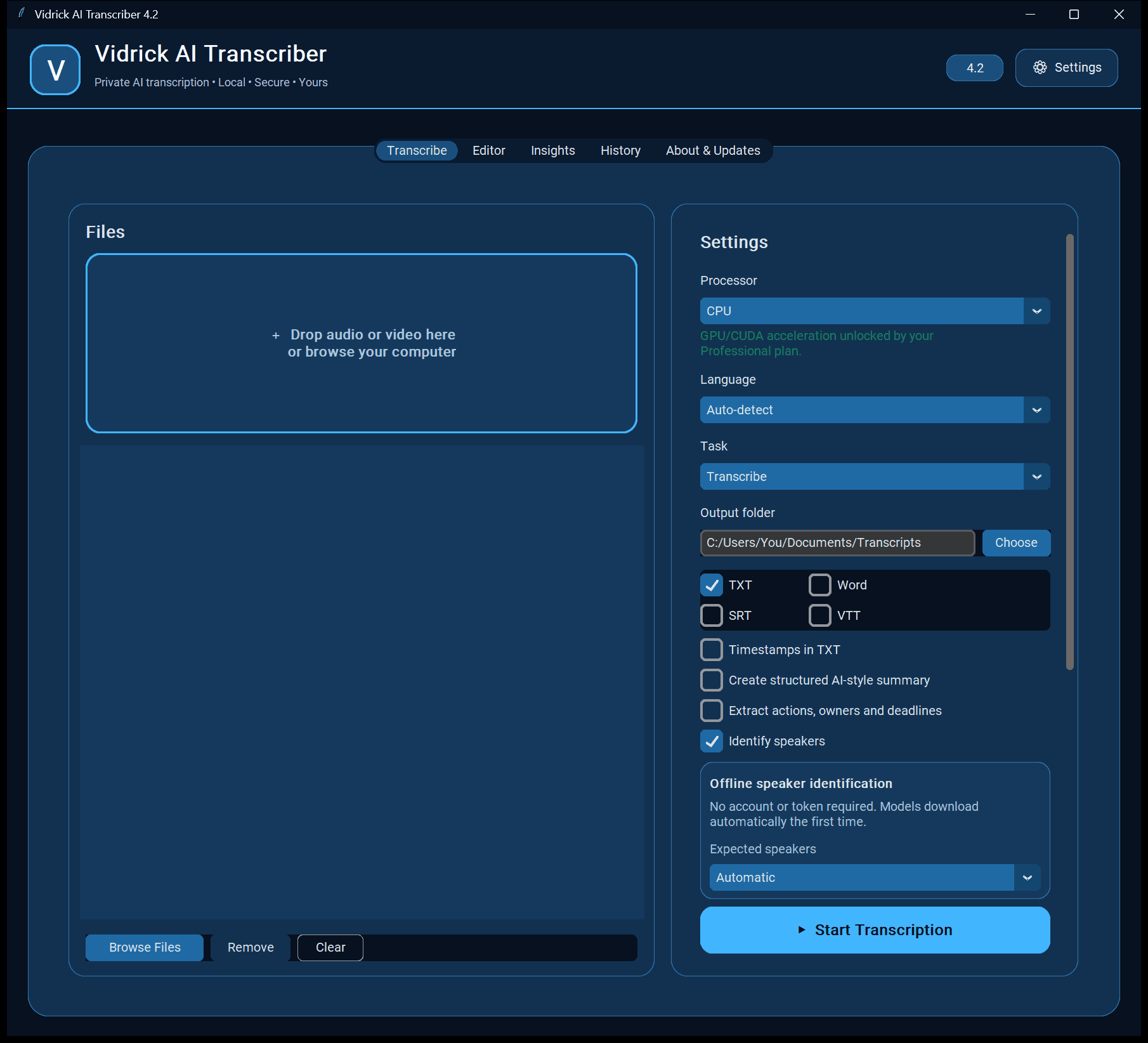 Vidrick AI Transcriber in use