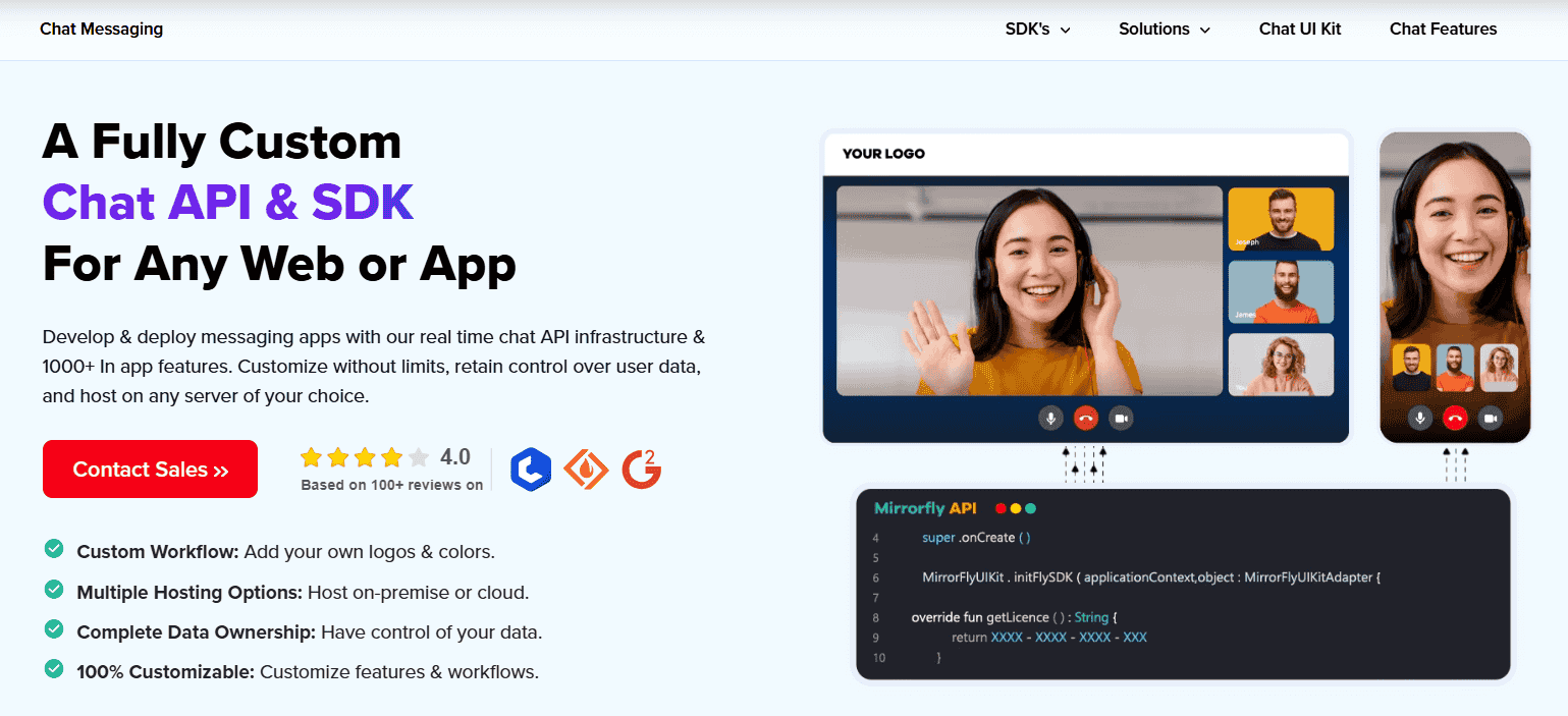 MirrorFly Chat API in use