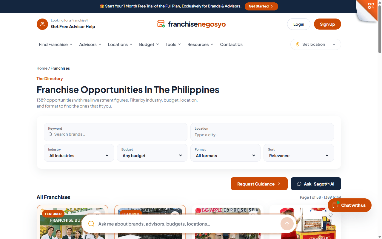 FranchiseNegosyo in use