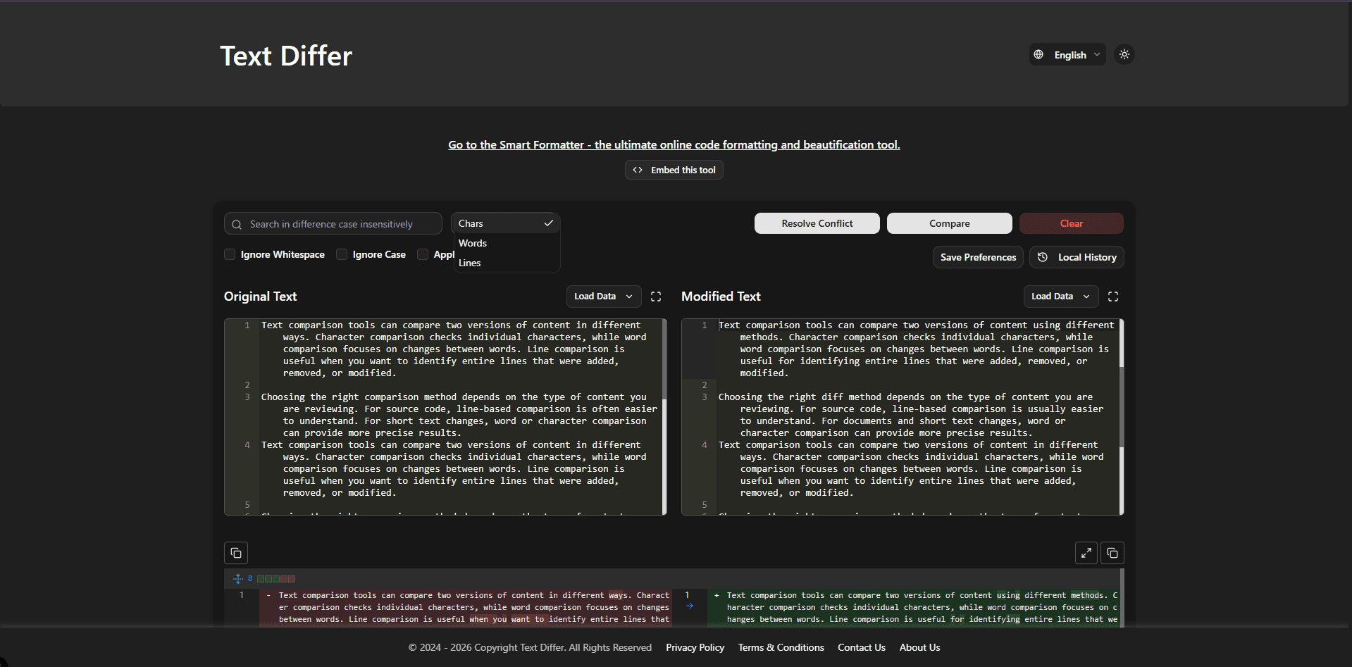 Text Differ in use