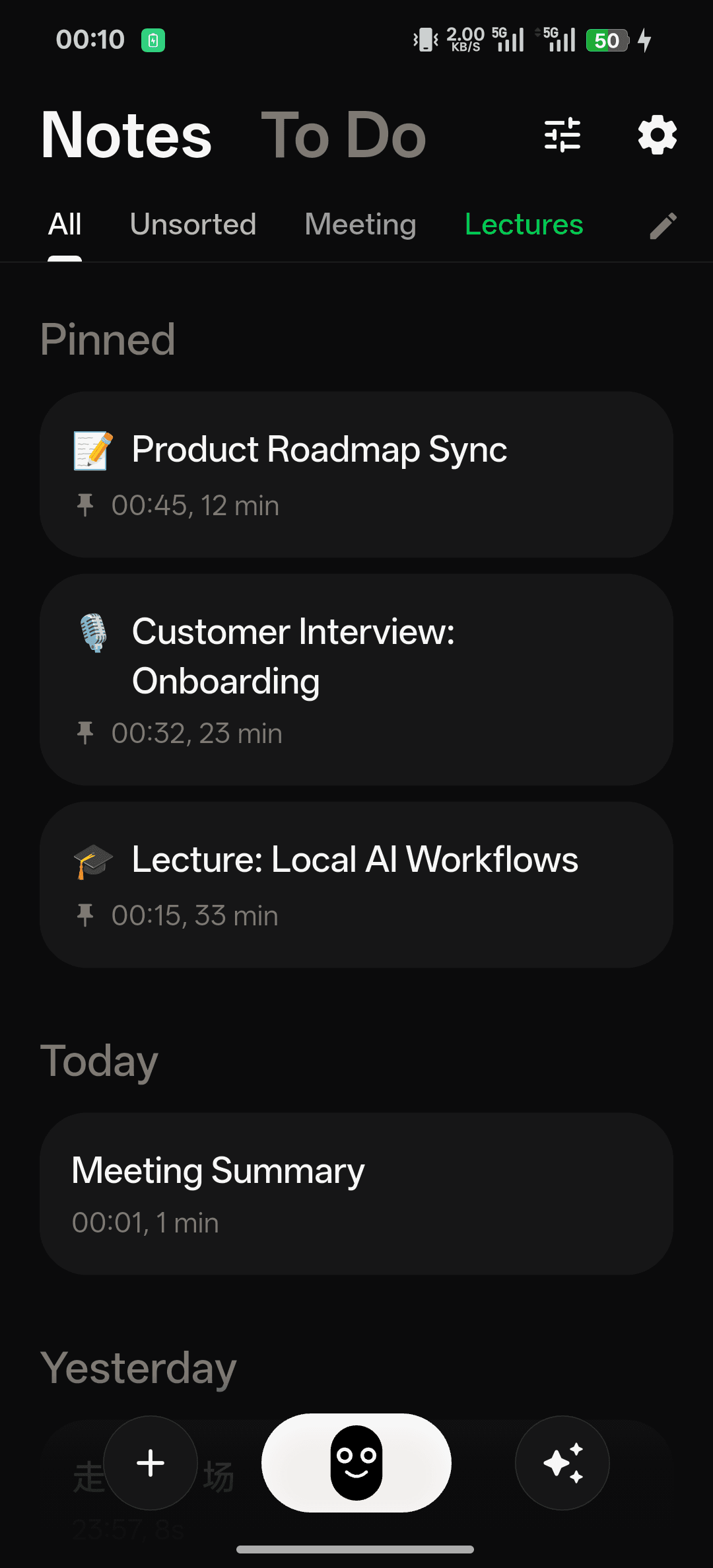 HushMemo in use