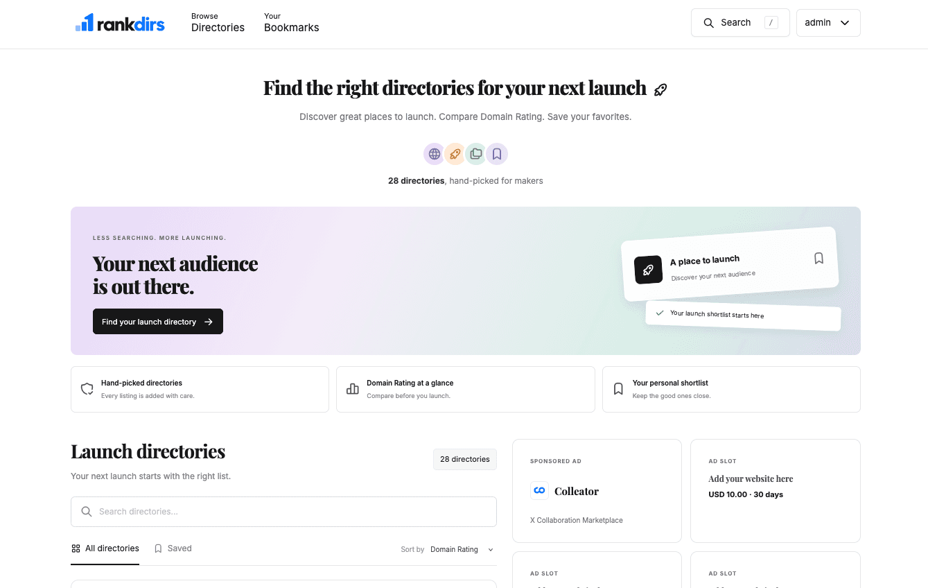 RankDirs - find directories for your saas in use
