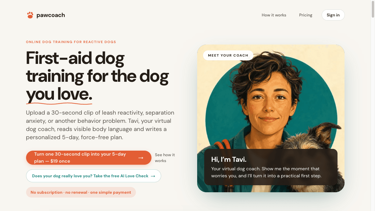 PawCoach in use