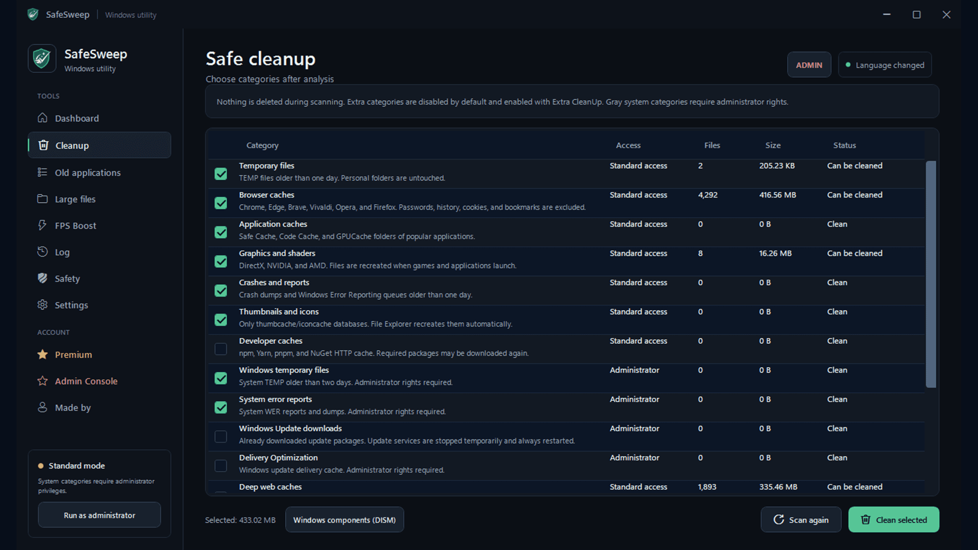 SafeSweep screenshot 2