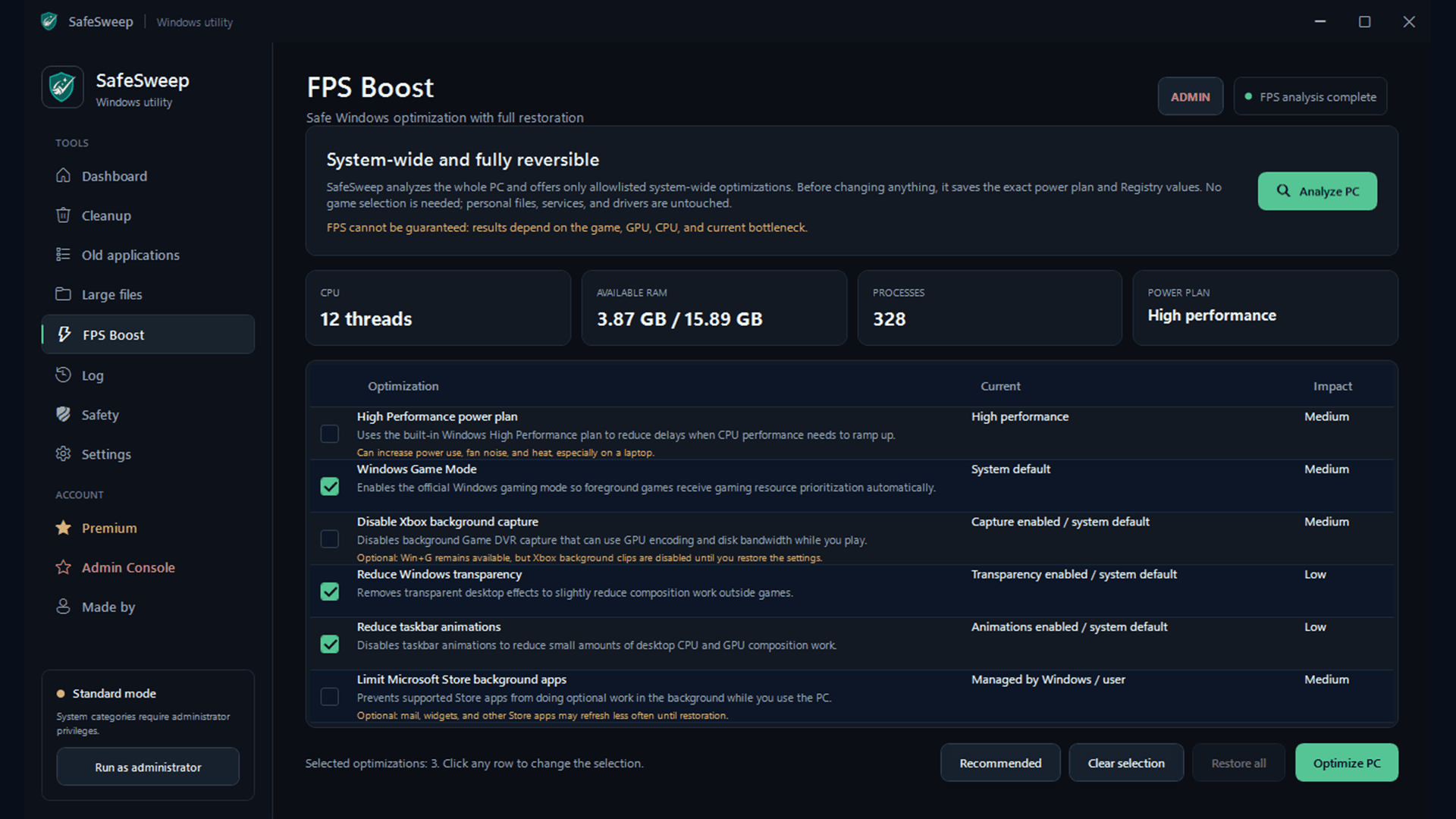 SafeSweep screenshot 3