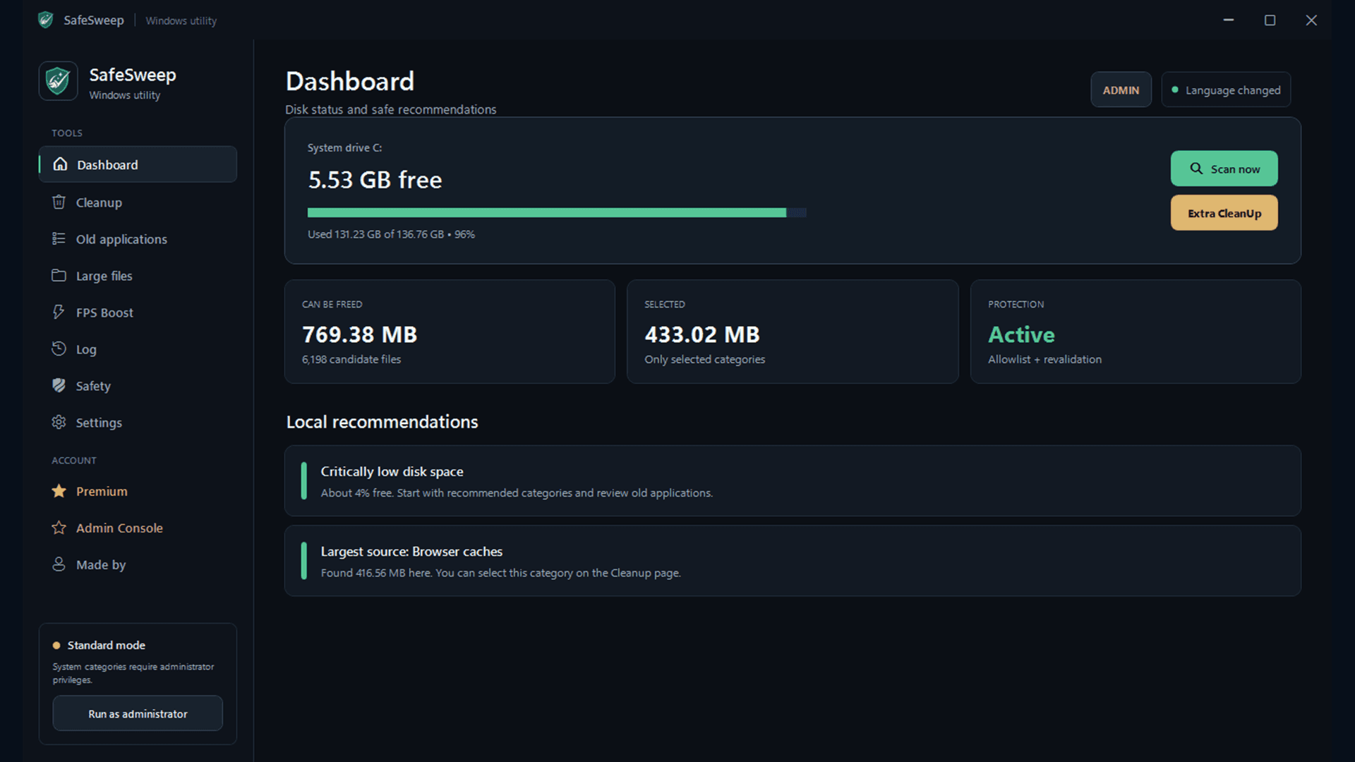 SafeSweep in use