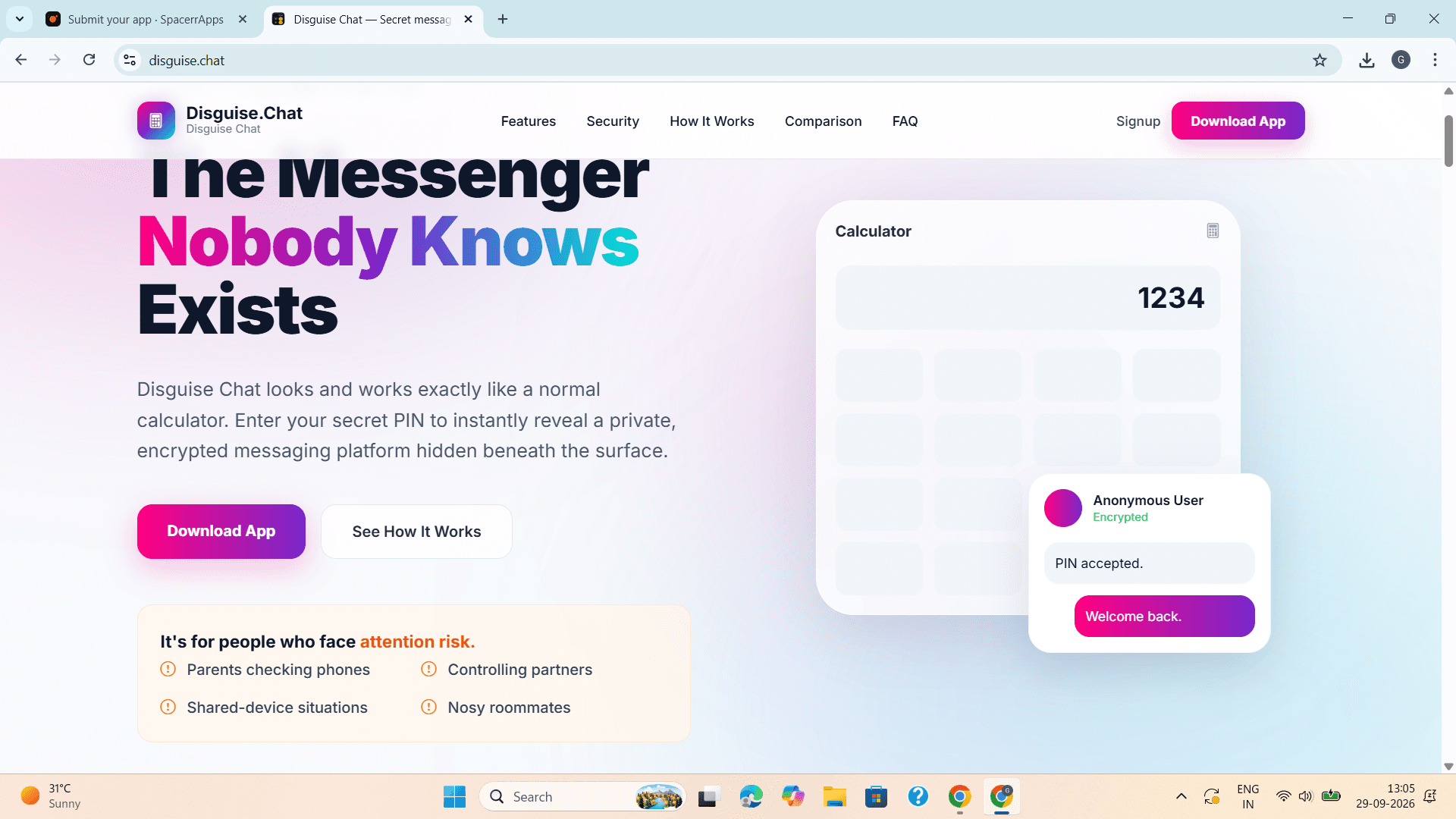 Disguise Chat in use
