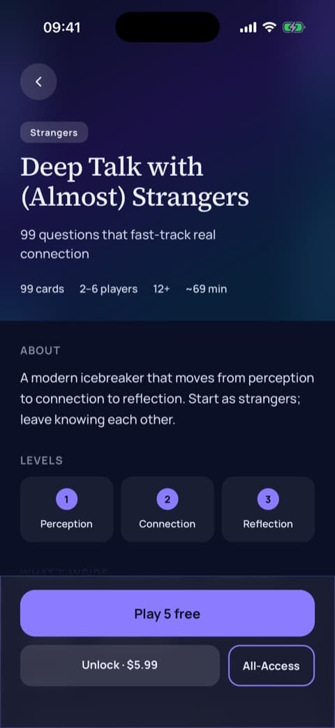 Frankly: Cards for Connection in use