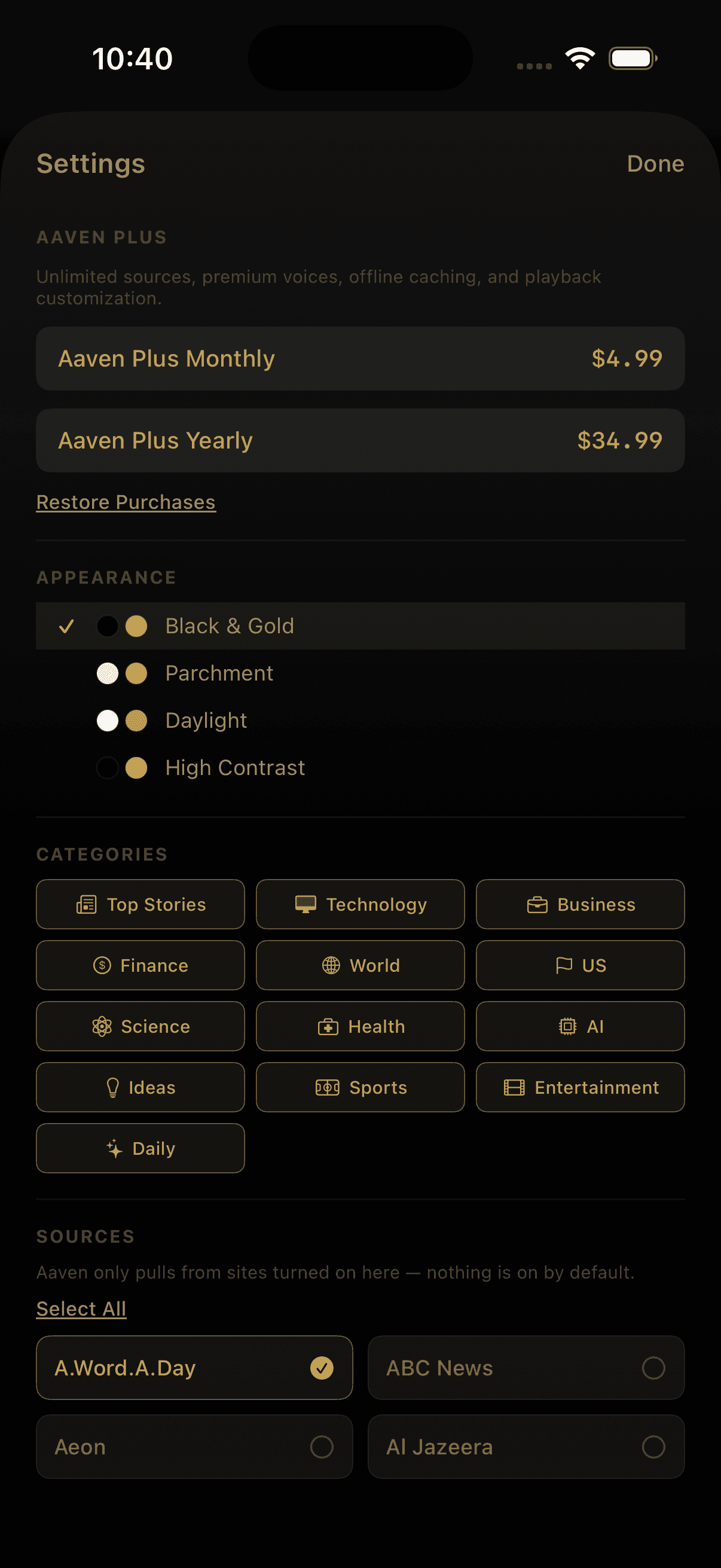 Aaven - News & Audio in use