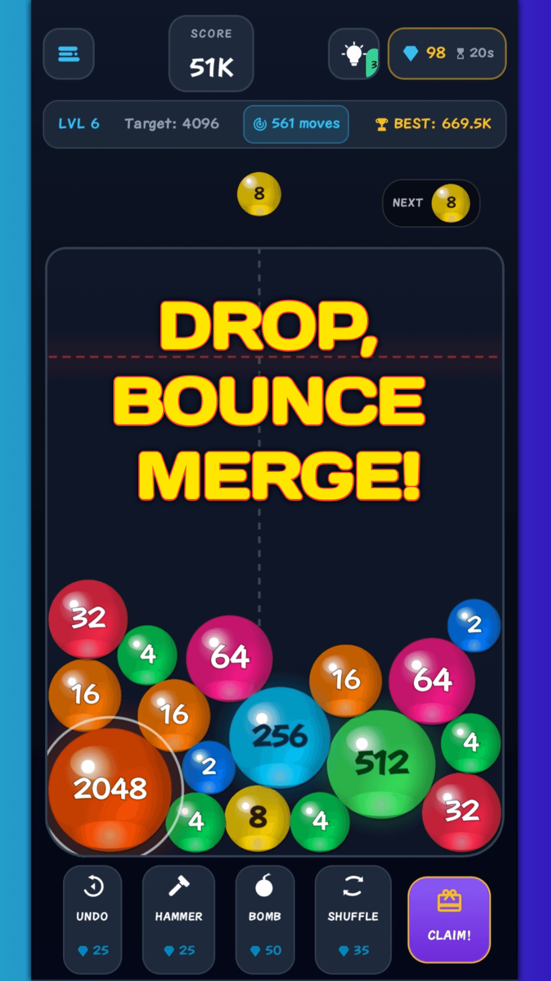 Dropball 2048 in use